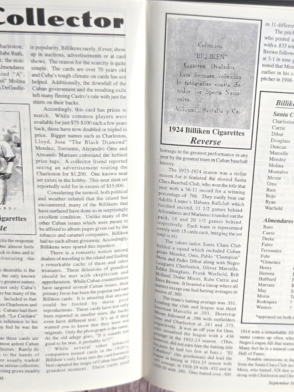 Vintage Baseball Collector Magazine Issue 3 Sept 1995 Cal McVey Cincinnati Reds - Picture 6 of 7